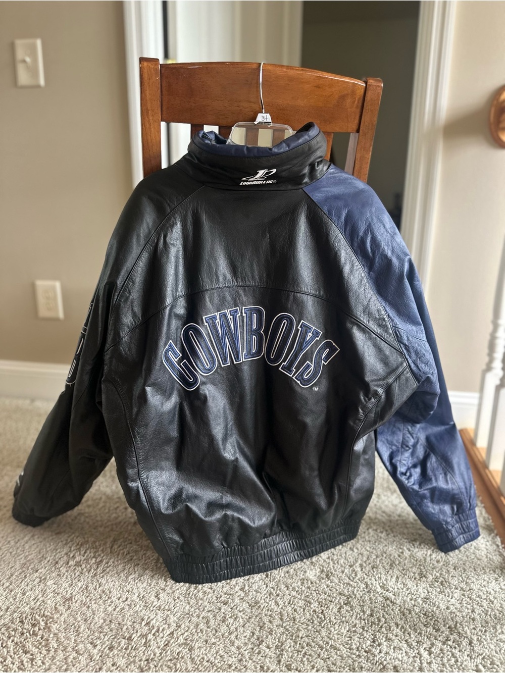 Logo Athletic Black Jacket with Blue and White Label
